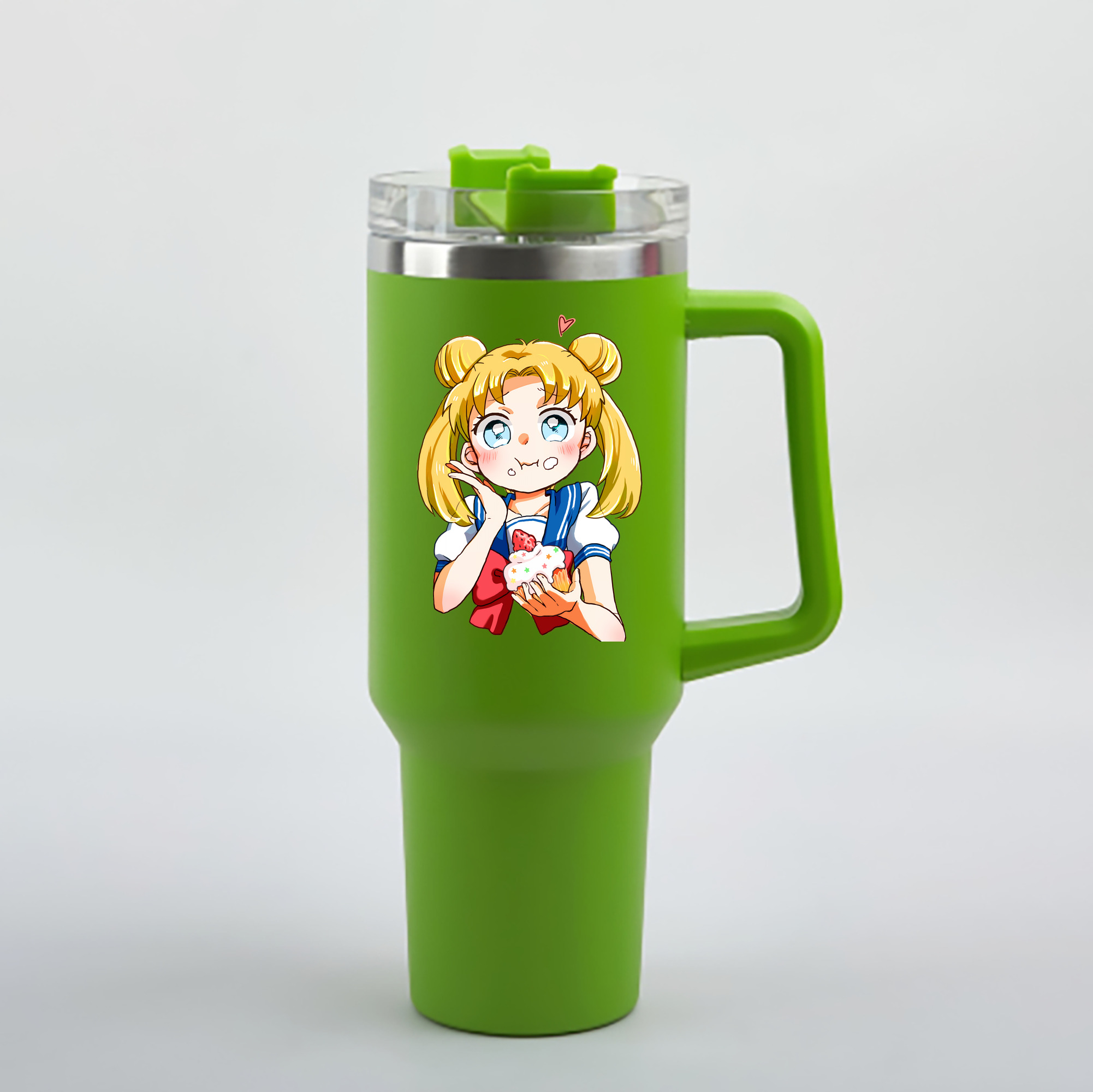 （画像用） 美少女戦士セーラームーン 愛野 美奈子 あいの みなこ Sailor Moon Aino Minako 1200mL車用タンブラー - クリスタルステッカー（プラスチックストロー付き）